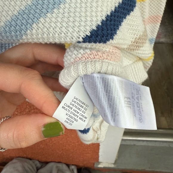 Gap Womens White Stripe Round Neck Pullover Jumper Size Large White Pink Blue - Picture 7 of 7